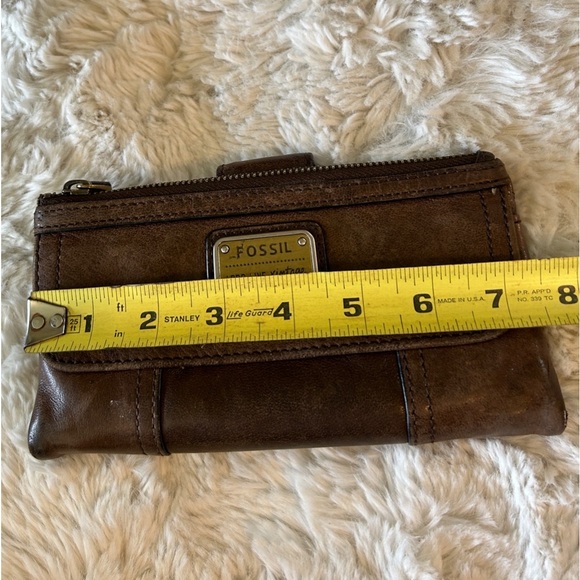VTG FOSSIL BROWN LAMBS LEATHER WALLET - Picture 7 of 13